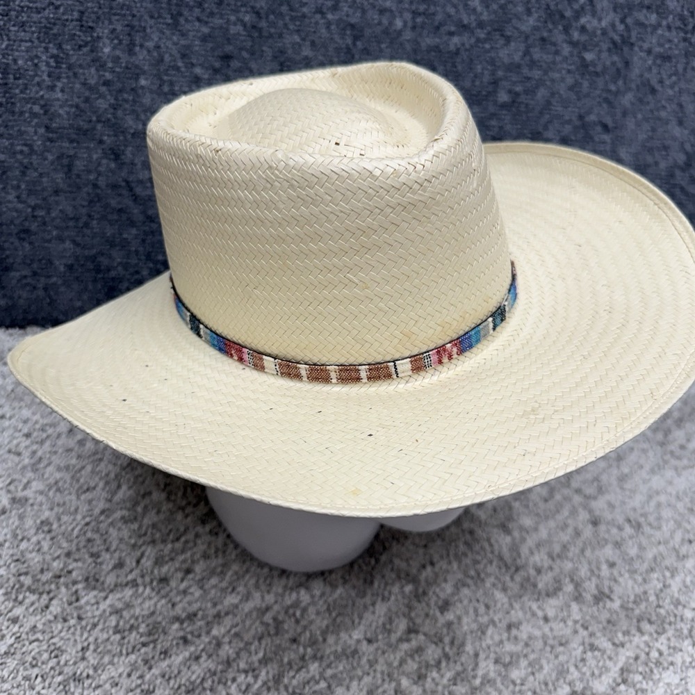 Stetson Delta Straw Hat Panama western Men's size 7 - Picture 3 of 14